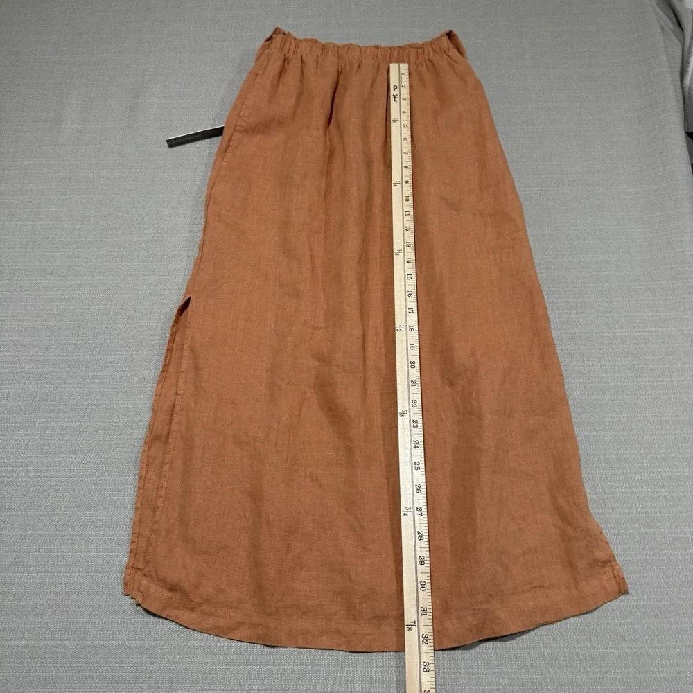 Anthropologie Cloth & Stone Linen Cross Halter Maxi Dress Size XS Orange Coastal - Picture 8 of 10